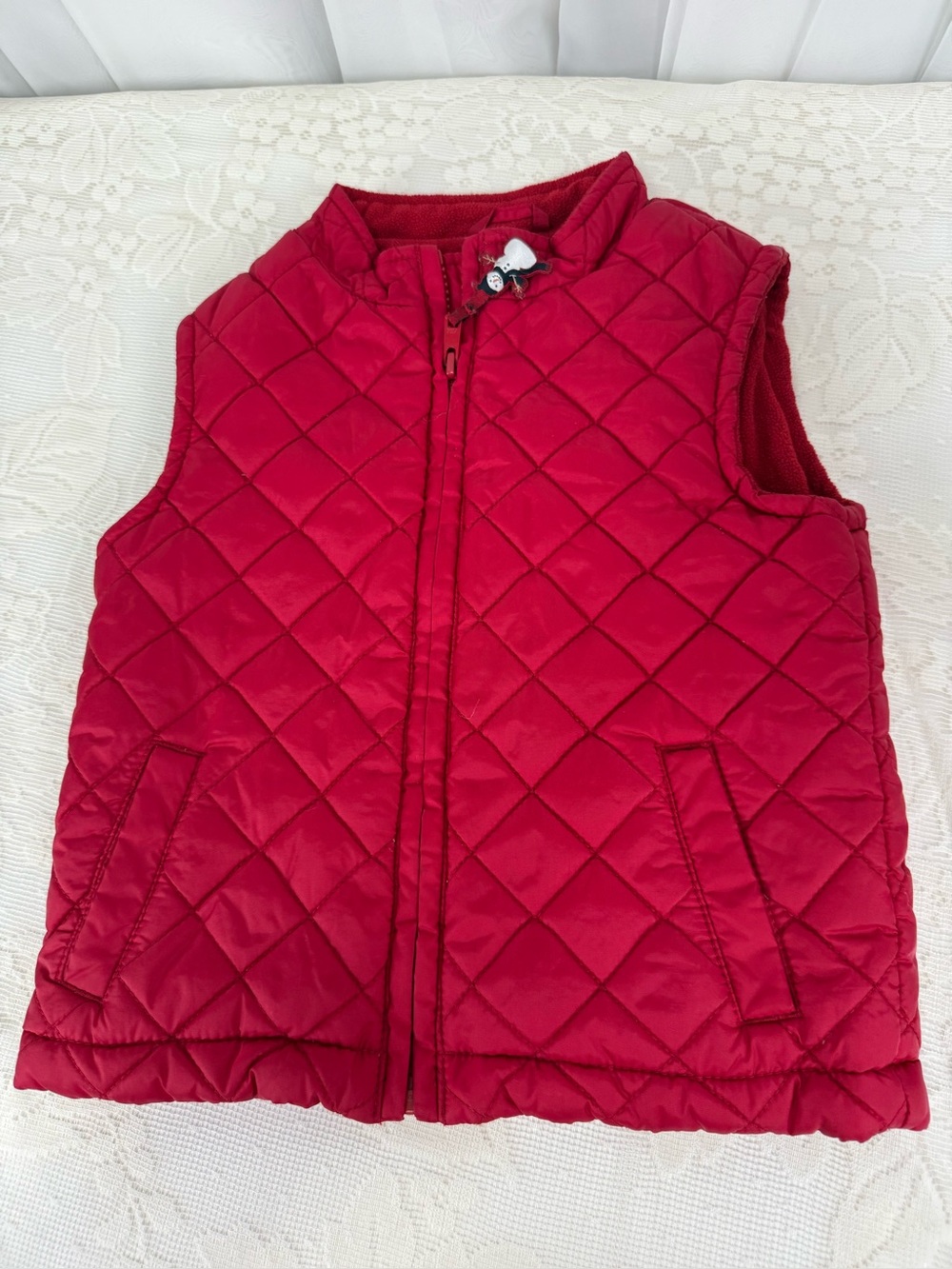 Gymboree Red Quilted Puffer Vest Size 2T - 3T Fleece Lined Holiday Winter